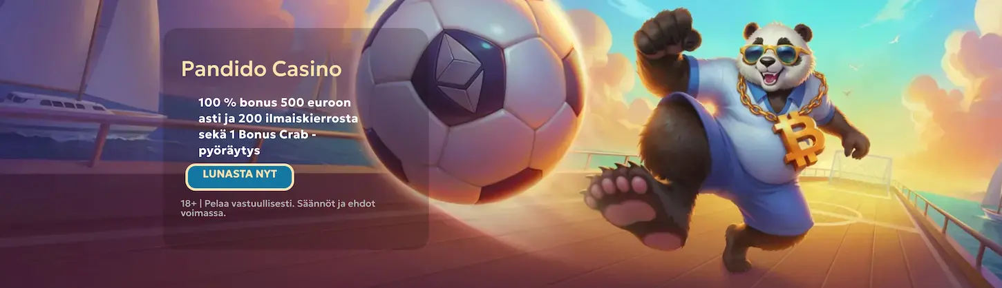 Pandido Casino tervetuliaisbonus - 100% bonus 500 euroon asti ja 200 ilmaiskierrosta